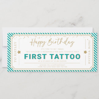 Convite Voucher de Presente de Tatuagem Aqua First para An