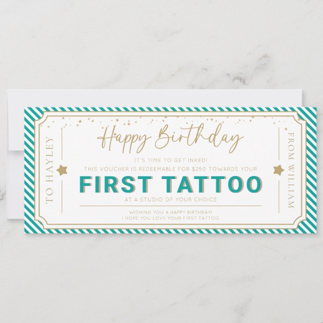 Convite Voucher de Presente de Tatuagem Aqua First para An (Frente)