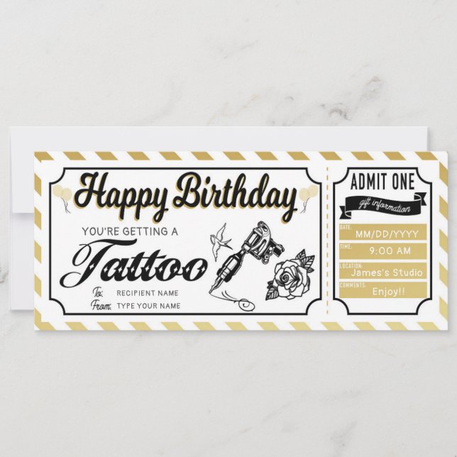 Convite Voucher de Presente de Tatuagem de Surpresa de Ani (Frente)