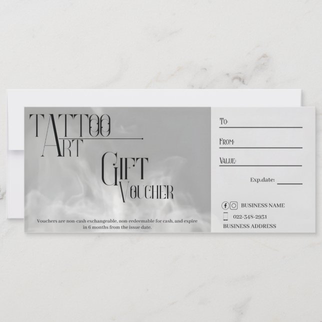 Convite Voucher de Presente de Tatuagem Personalizável (Frente)