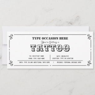 Convite Voucher de Presente de Tatuagem Personalizável par