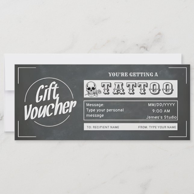 Convite Voucher de presentes de tatuagem personalizada sim (Frente)