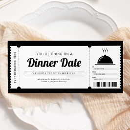 Convite Voucher de Reserva de Jantar de Data Noturna em Re