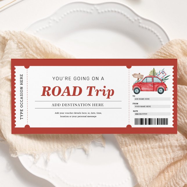 Convite Voucher de Viagem de Presente Vermelho Viagem de C (Criador carregado)
