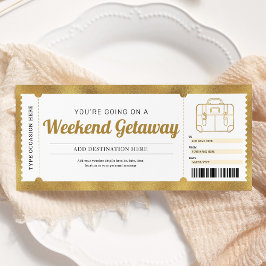 Convite Voucher de Viagem Presente de Ouro para Viagem de