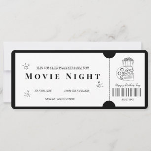 Convite Voucher Minimalista Ousado  Noite de Cinema