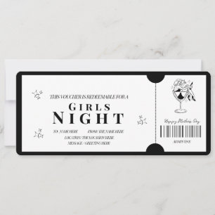 Convite Voucher Minimalista para Noite das Meninas em Negr