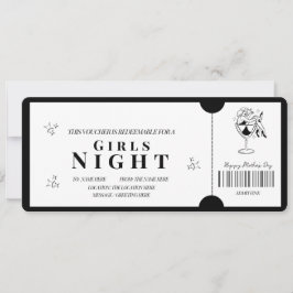 Convite Voucher Minimalista para Noite das Meninas em Negr