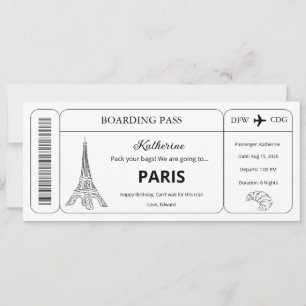 Convite Voucher Personalizado, Passagem de Embarque para V