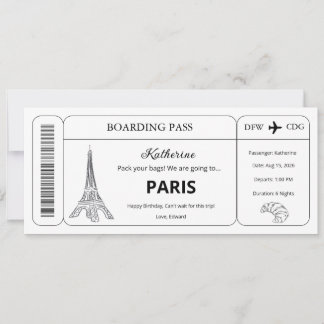 Convite Voucher Personalizado, Passagem de Embarque para V