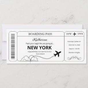 Convite Voucher Personalizado, Passagem de Embarque para V