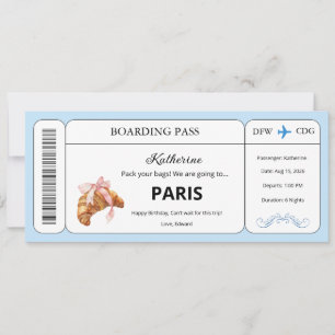Convite Voucher Personalizado, Passagem de Embarque para V