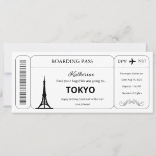 Convite Voucher Personalizado, Passagem de Embarque Passag
