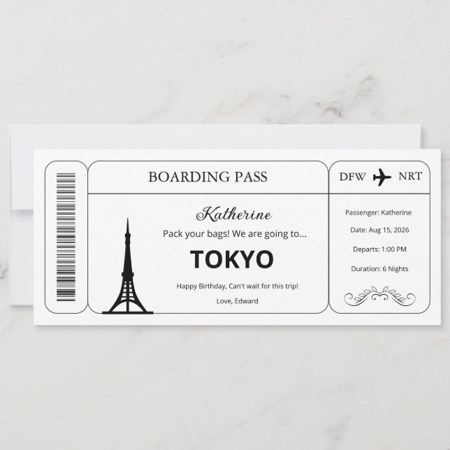 Convite Voucher Personalizado, Passagem de Embarque Passag (Frente)