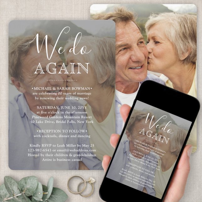 Convite Vow Renewal 2 Foto: Casamento de Texto Branco Nova (Criador carregado)