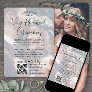Convite Vow Renewal Código QR RSVP 2 Sequência de Fotos Ca