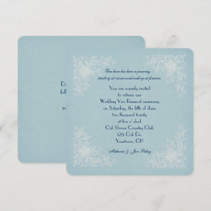 Convite Vow Renewal-lace cantos na textura aqua macia