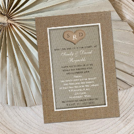 Convite Vow Renewal Rustic Burlap Frame com Coração