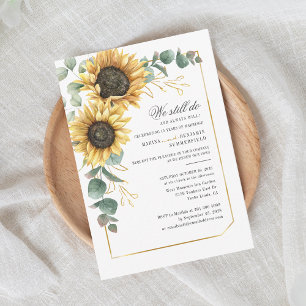 Convite Vow Renewal Sunflower Eucalyptus Greenery Script