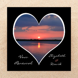 Convite Vow Renewal Sunset em Coração em Preto