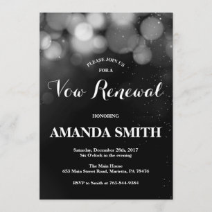 Convite Vow Renewation Card Silver Glitter