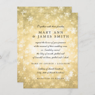 Convite Vow Renewer Dourado Winter Wonderland Sparkle