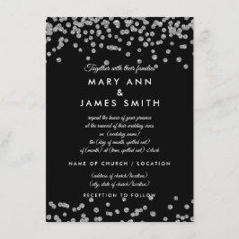 Convite Vow Renewer Silver Faux Glitter Confetti Black