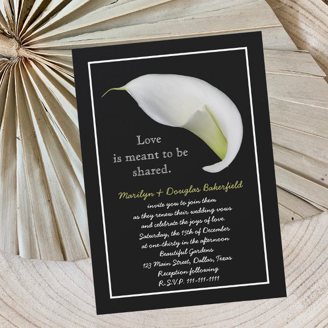 Convite Vow Renewer White Lily em Preto (Criador carregado)