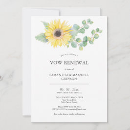 Convite Vow Renewices Watercolor Sunflower