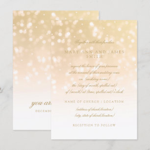 Convite Vow Renewing Dourado Bokeh Sparkle Luzes