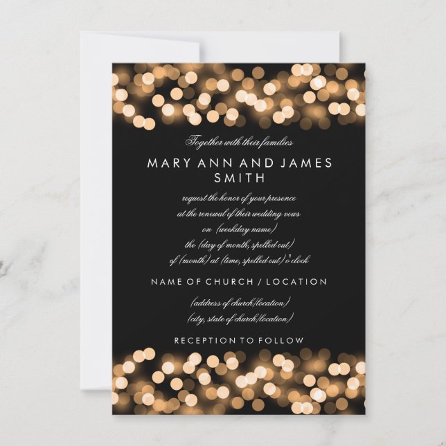 Convite Vow Renewing Dourado Glam Hollywood: Casamento Ele (Frente)