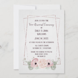 Convite Vow Renewing Pink Anemone e Glitter Frame Invitat