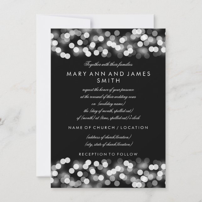 Convite Vow Renewing Silver Hollywood Glam (Frente)