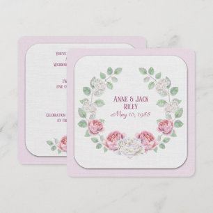 Convite Vow Renewony Ceremony-watercolor rosa wreath