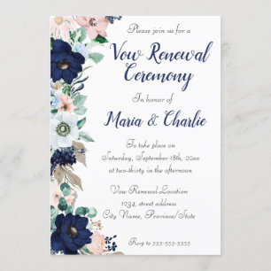 Convite Vow Renewony Elegant Florals