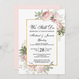 Convite Vow Renewsty Blush Rosa Rosa Floral Rosa Rosa Rosa