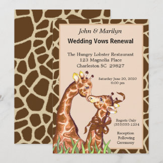 Convite Vows de renovação do casamento do Casal Giraffe