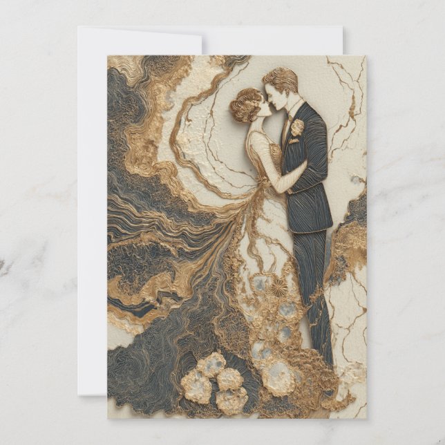 Convite Vows Marbled | Linhas Chic (Frente)