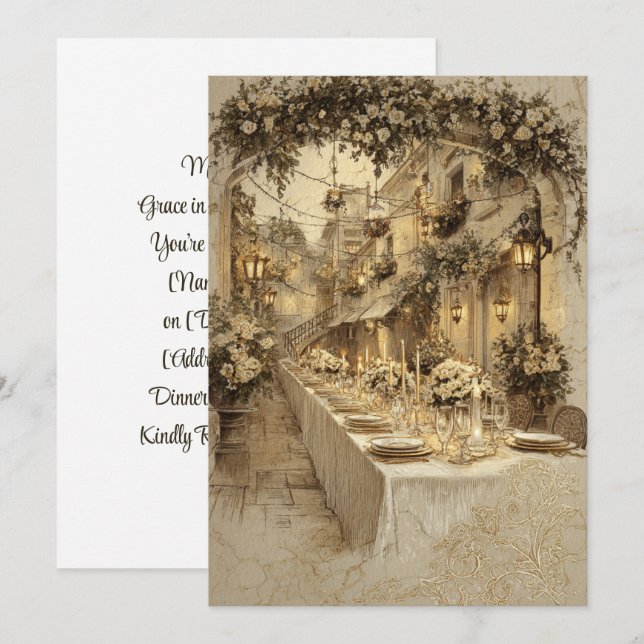 Convite Vows Marbled | Stone Grace (Frente/Verso)