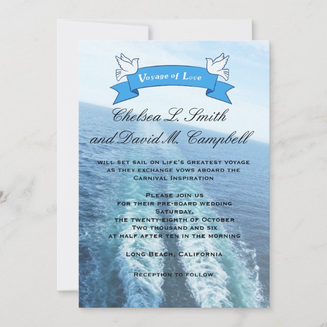 Convite Voyage of Love|Cruise Ship/Destination Wedding (Frente)