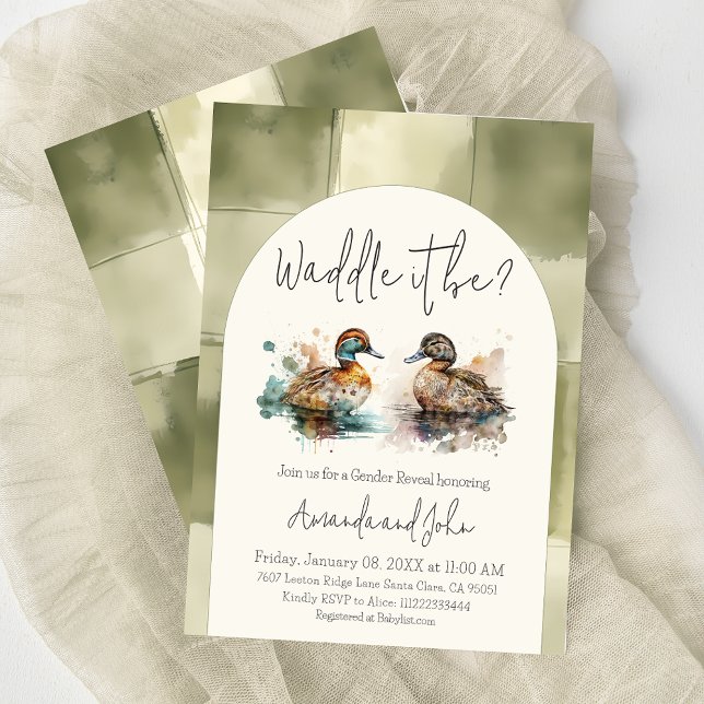 Convite Waddle Elegante É A Revelação De Gênero Do Pato De (Criador carregado)