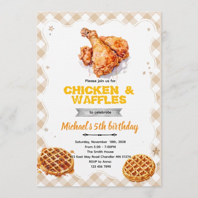 Convite Waffles and chicken party Invitation (Frente)