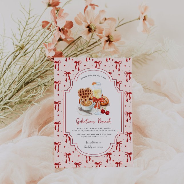 Convite Waffles & Mimosas | Brunch do dia de Galentine (Criador carregado)
