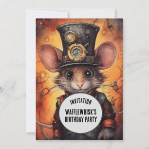 Convite Wafflewhisk Steampunk Animal Nome personalizado