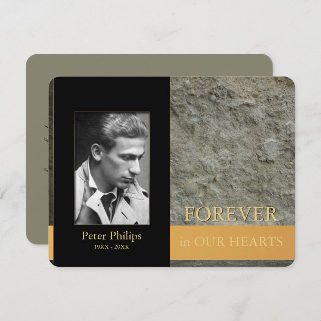 Convite Wall Black Photo Frame Memorial Service Inv (Frente/Verso)