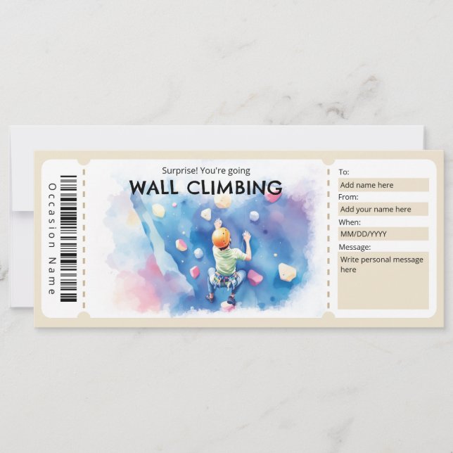 Convite Wall Climbing Gift Certificate (Frente)
