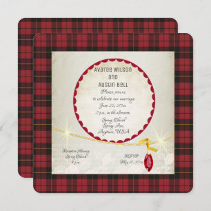 Convite Wallace Red Tartan Garden Casamento