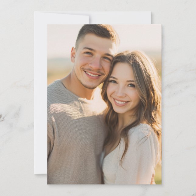 Convite Warm Beige Romantic Photo (Frente)