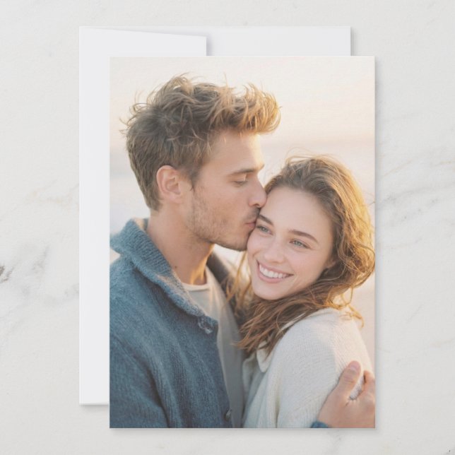 Convite Warm Beige Romantic Photo (Frente)