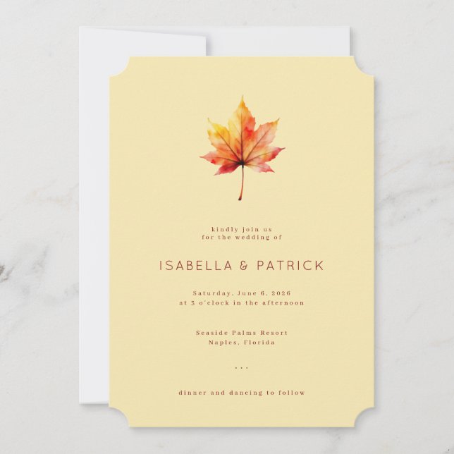 Convite Warm Beige Watercolor Leaf Elegancy (Frente)